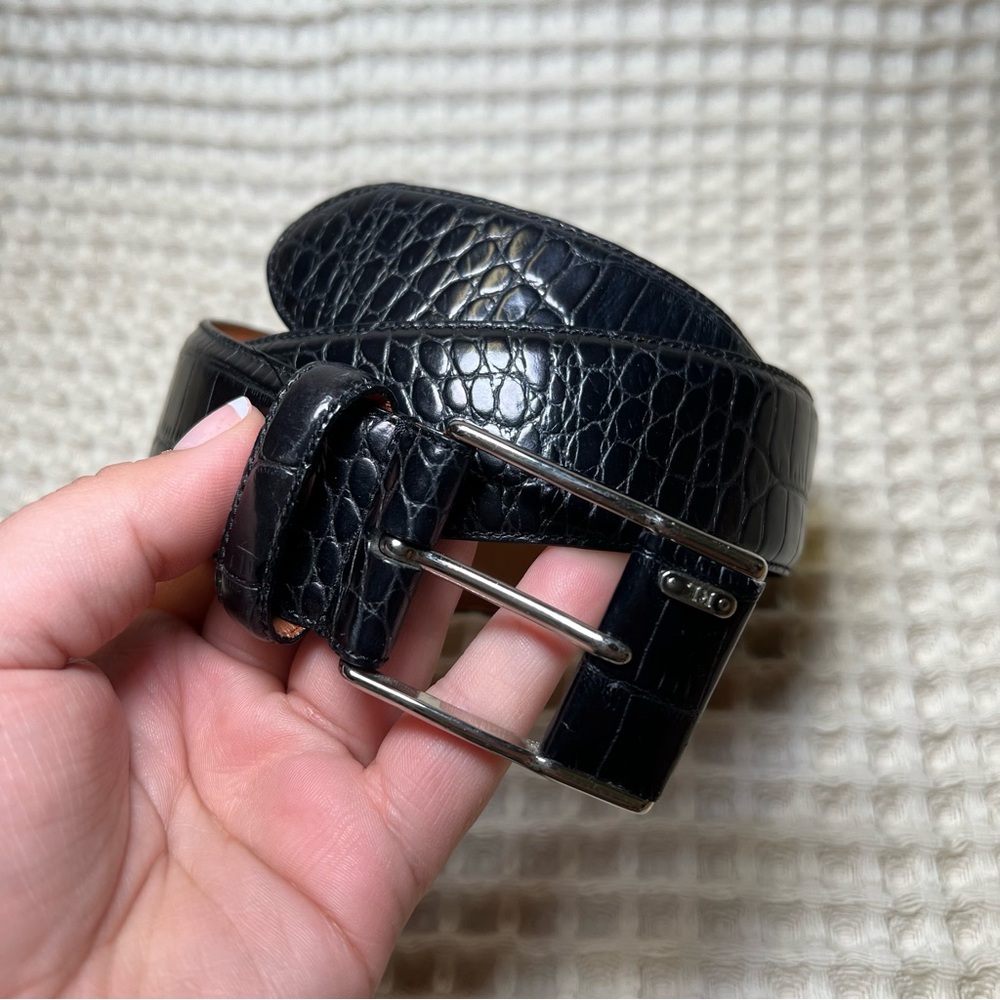 Ralph Lauren Black Embossed Leather Belt